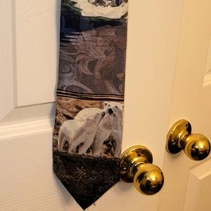 Novelty Themed 100% Silk Tie from the Lost Kingdom Collection (white polar bear)